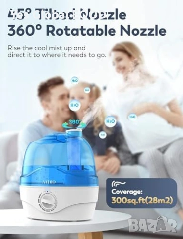 Овлажнител 2.2L тих 28dB за бебешка стая, снимка 3 - Влагоабсорбатори и влагоуловители - 53615210