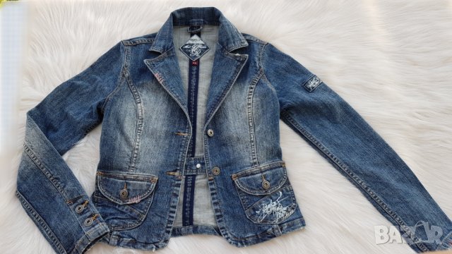 Дамско дънково яке размер ХS - S, снимка 4 - Сака - 33986376