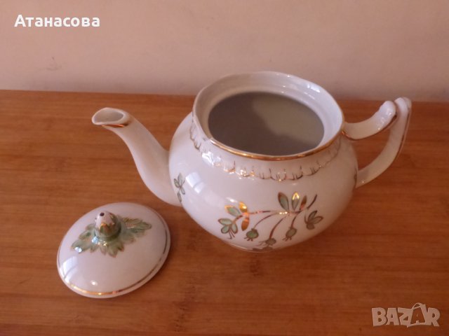 Руски порцеланови чайник и захарница 1980 г, снимка 6 - Аксесоари за кухня - 41086545