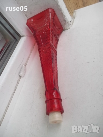 Шише "Айфелова кула" стъклено червено, снимка 4 - Други стоки за дома - 52423347