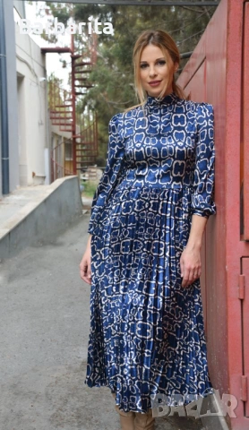 Плисирана сатенена рокля размер 38/М, снимка 7 - Рокли - 53857345