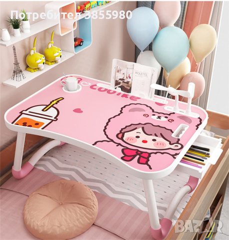 Мини детска масичка с чекмедже и място за чаша, снимка 6 - Мебели за детската стая - 42636668