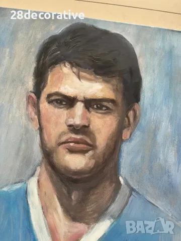 Картина на художник Венелин Петров - “ Портрет на Георги Аспарухов - Гунди “ масло върху платно, снимка 3 - Картини - 48098849