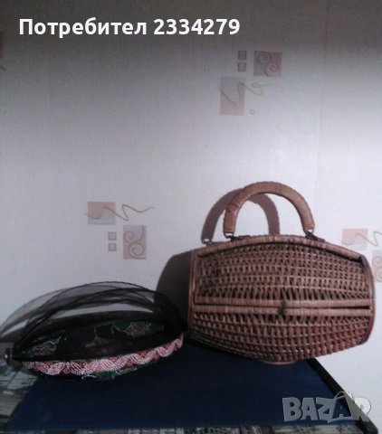 Автентична ратанова дамска чанта-кош и плетен панер., снимка 3 - Антикварни и старинни предмети - 39642380