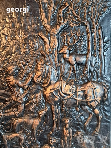 немско чугунено пано за стена ловни мотиви 34/2, снимка 2 - Декорация за дома - 53761310