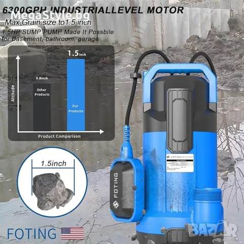 Потопяема водна помпа FOTING 900W, 26100 л/ч, снимка 7 - Водни помпи - 55796631
