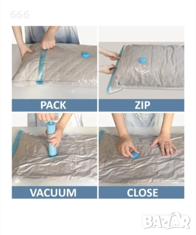 Комплект от 6 вакуумни торби за дрехи с лесна за употреба помпа. 60 / 40, снимка 3 - Други стоки за дома - 52578874