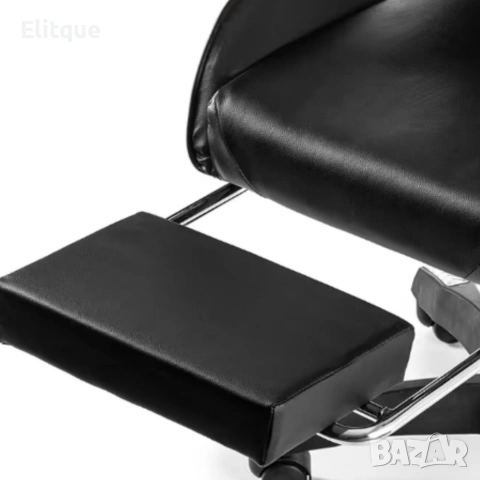 Черен геймърски стол с прибираща се поставка за крака – максимален комфорт при дълги часове игра, снимка 8 - Столове - 53241459