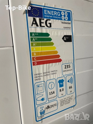 Сушилня AEG 8000 series A++ 8 кг 6м гаранция, снимка 7 - Сушилни - 52630560