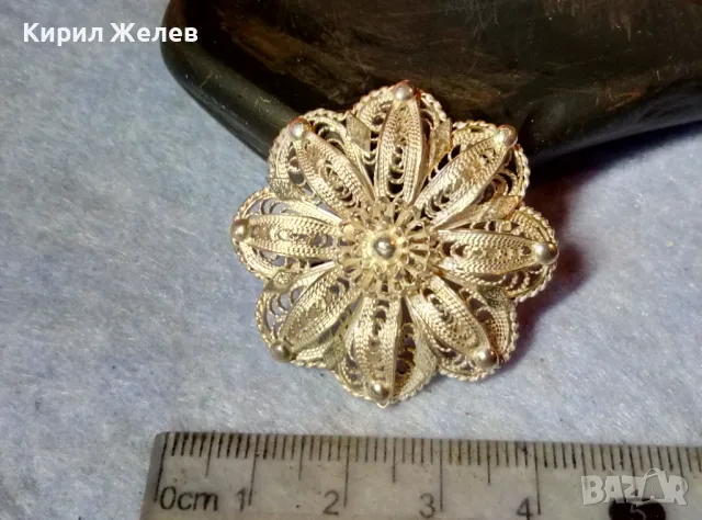 ПРЕКРАСНА СТАРА ФИЛИГРАННА СРЕБЪРНА БРОШКА ЦВЕТЕ СРЕБРО 900 НЕЖНА РЪЧНА МАЙСТОРСКА ИЗРАБОТКА 47964, снимка 8 - Антикварни и старинни предмети - 48476769