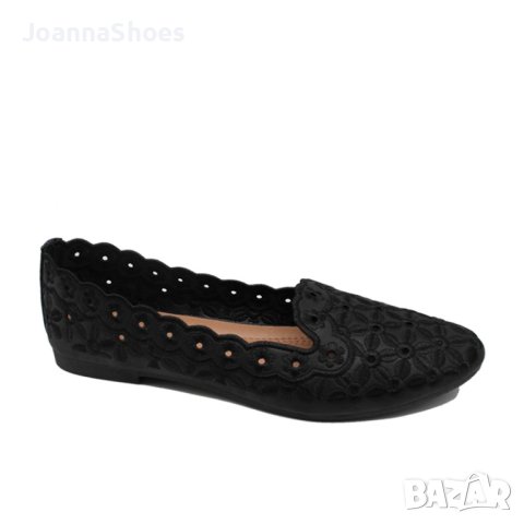 Черни дамски обувки ниски на цветя леки и удобни, снимка 1 - Пантофи - 40830587