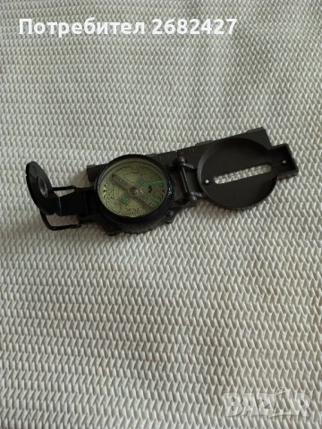 Военен компас с капак, Професионален, Алуминий, Лупа, Зелен