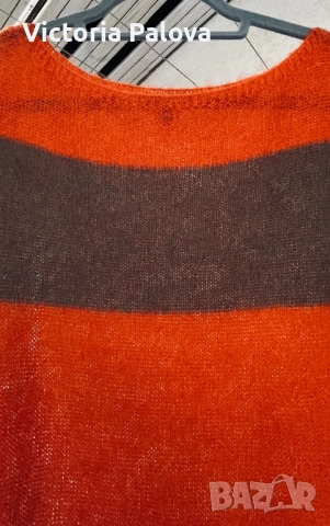 VINTAGE рокля/ туника STILE BENETTON - оранжев бохо шик с мохер, снимка 3 - Рокли - 52439141