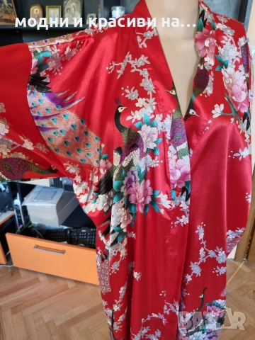 Дамски копринен халат тип кимоно, снимка 3 - Други - 52648354