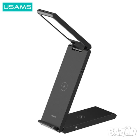 USAMS 15W Поставка за бързо безжично зареждане Qi с настолна лампа за iPhone, снимка 4 - Безжични зарядни - 44523697