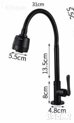 Кухненски смесител , стил и красота в  черно САМО ЗА СТУДЕНА ВОДА, снимка 4 - Други стоки за дома - 52854050