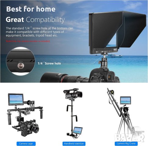 Професионален монитор Neewer F100 7-инчов 4K, снимка 6 - Светкавици, студийно осветление - 42072528