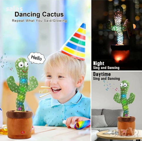 ПЛЮШЕН КАКТУС АЛЕХАНДРО–СВЕТЕЩ, ТАНЦУВАЩ, ГОВОРЕЩ И ПЕЕЩ СЪС 120 ПЕСНИ, снимка 7 - Музикални играчки - 36126630