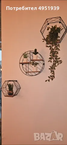 Комплект метални рафтове с дърво, снимка 2 - Етажерки - 56210650