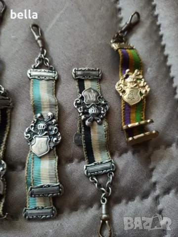 Стари водачи 5 бр. ленти със сребърни елементи от ордени за братство,членство ,за студенти или др , снимка 3 - Антикварни и старинни предмети - 50434200