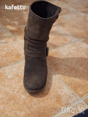 Боти от естествена кожа - велур , снимка 2 - Дамски боти - 48906516