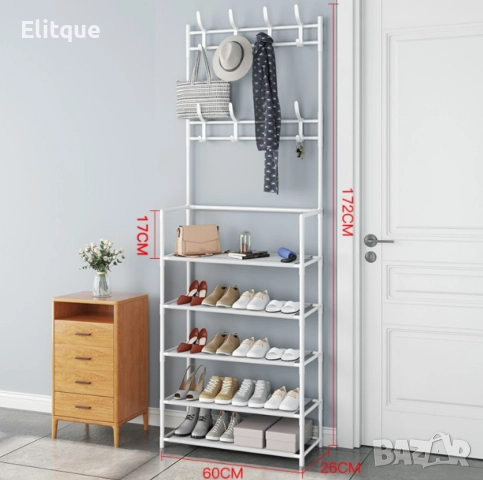 Многофункционална стойка за обувки, чанти и закачалка за връхни дрехи и др. Широчина: 62см; Височна:, снимка 3 - Други стоки за дома - 52862462