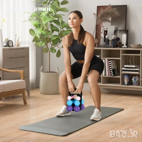 Комплект дъмбели SPORTNOW с поставка за съхранение, снимка 6 - Фитнес уреди - 53716703