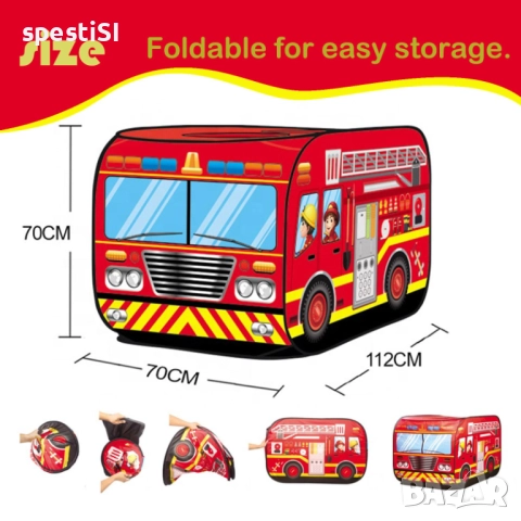Детска Палатка Пожарна Кола - КОД 4778, снимка 7 - Други - 52504511