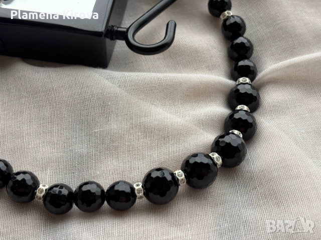 Оникс + сребро 925 | Колие, гривна, обеци, снимка 4 - Бижутерийни комплекти - 52874569