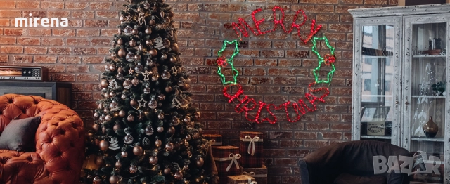 Лед Led светлинен надпис кръгла Весела коледа Merry Christmas, снимка 2 - Лед осветление - 52295262