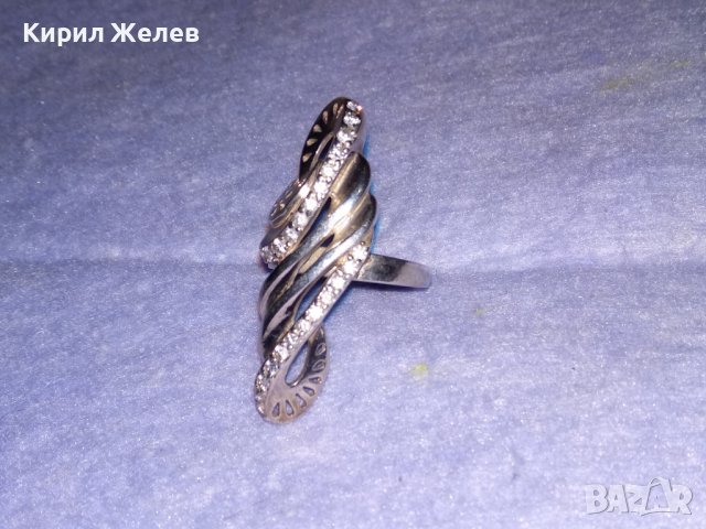 ЕЛЕГАНТЕН МОДЕН ПОЗЛАТЕН СРЕБЪРЕН ПРЪСТЕН СРЕБРО 925 с ФАСЕТИРАНИ ЦИРКОНИ ДИЗАЙНЕРСКО АРТ БИЖУ 34368, снимка 10 - Пръстени - 39507400