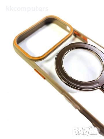 Калъф силикон MagStand Cover Прозрачен / Медно златна рамка / за iPhone 16e 6.1 Баркод : 3132567, снимка 2 - Калъфи, кейсове - 52433651