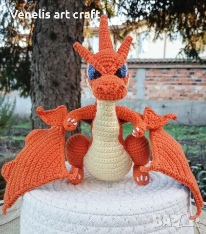 Покемон Мега Чаризард Y / Плетена играчка Pokemon Mega Charizard Y , снимка 2 - Колекции - 52834369