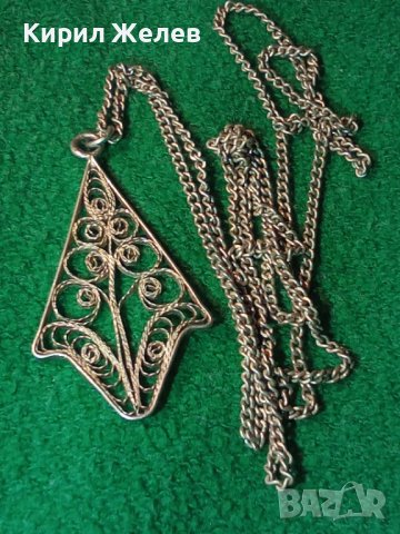 СРЕБЪРЕН ФИЛИГРАН МЕДАЛЬОН и СИНДЖИРЧЕ СТАРО ГРАДСКО БИЖУ СРЕБРО РЪЧНА РАБОТА 15323, снимка 3 - Антикварни и старинни предмети - 30343459