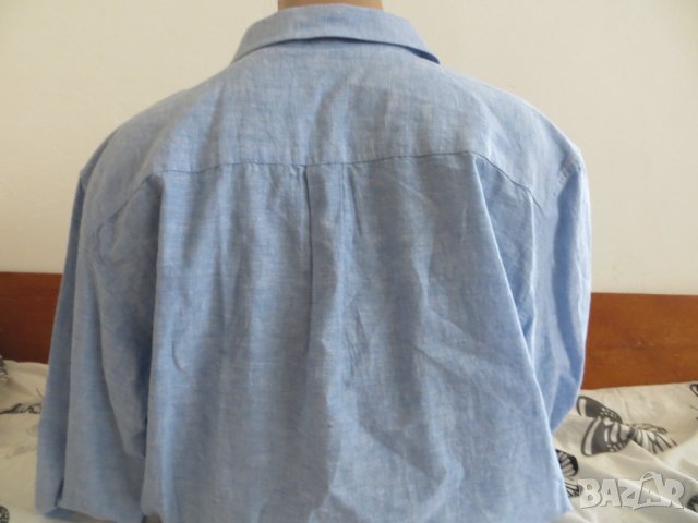 Мъжка риза с дълъг ръкав от лен Dressmann, снимка 3 - Ризи - 41764246