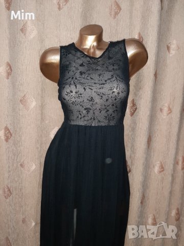Atmosphere S Черна дълга рокля от дантелена и ефирен тюл, снимка 4 - Рокли - 40127447