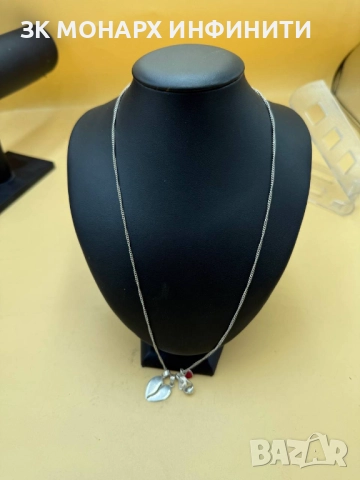 Сребърен ланец с 3 броя висулки /925/, снимка 2 - Колиета, медальони, синджири - 52417046