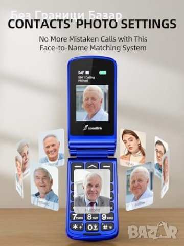 Нов Мобилен телефон с големи бутони за възрастни Отключен SOS бутон, снимка 6 - Телефони с две сим карти - 44497549