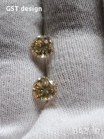 Спешно Топ Фенси Злато 3,4к. Мойсанит Диамант Двойка 7,6 мм., снимка 3 - Други - 40381219