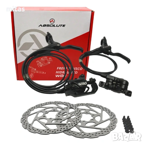 Комплект хидравлични дискови спирачки ABSOLUTE + 160мм дискове, снимка 3 - Части за велосипеди - 53765655