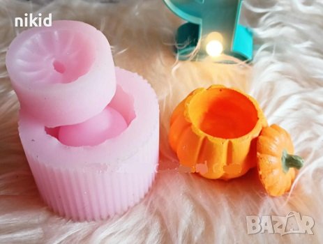 Тиква с капак силиконов молд форма калъп свещ кашпа саксия украса декор, снимка 2 - Форми - 38196975