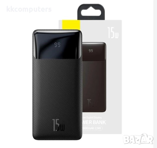 Power bank Baseus Bipow Overseas / PPBD050101 / 15W / PD + 2xUSB 3.0 + Micro USB / 20000mAh / Черен 