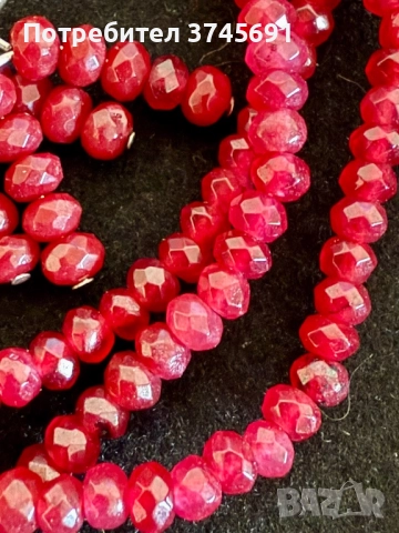 Червен естествен рубин: огърлица, гривна и обеци, снимка 5 - Бижутерийни комплекти - 48549095