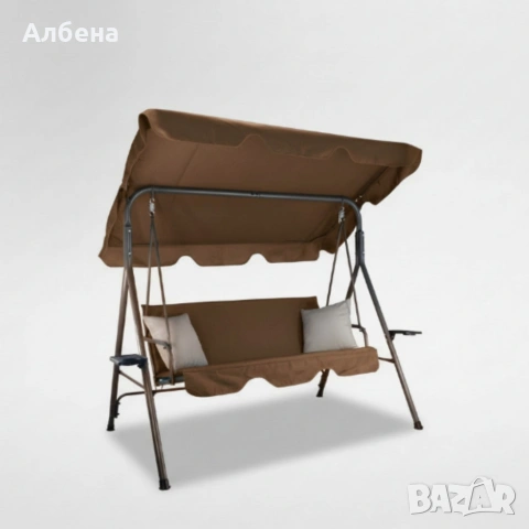 Градинска люлка A-Type със сиви възглавници и поставки за чаши , снимка 7 - Градински мебели, декорация  - 53868020