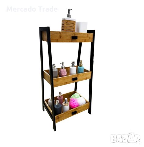 Органайзер Mercado Trade, Рафт за съхранение, Бамбук, С метални крака, Кафяв - Черен, снимка 2 - Декорация за дома - 41284481