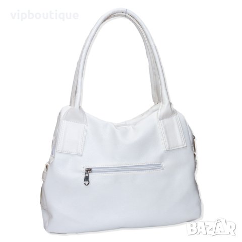 Бяла кожена дамска чанта, снимка 2 - Чанти - 40394398