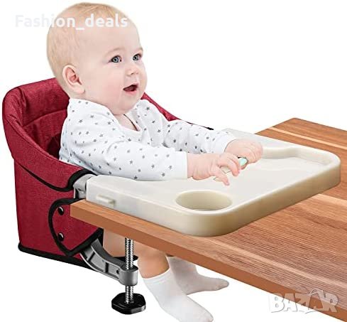 Нов сгъваем преносим стол за хранене с щипка за маса и табла за бебе