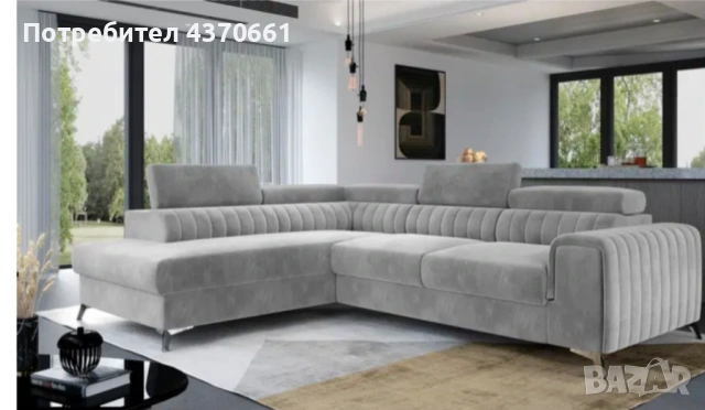 Ъглов Диван разтегателен с ракла - ляв ъгъл, сив, снимка 3 - Дивани и мека мебел - 52964258