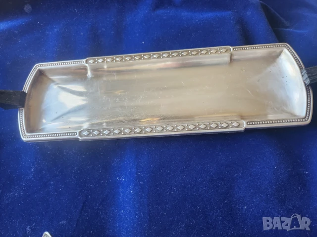 съдче за хайвер, горчица,подправки 3 броя в обков от мелхиор, с поднос + 3 лъжички /посребрени, снимка 6 - Други ценни предмети - 51154710