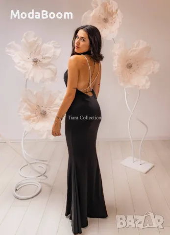 Черна стилна дълга дамска рокля , снимка 3 - Рокли - 48075998